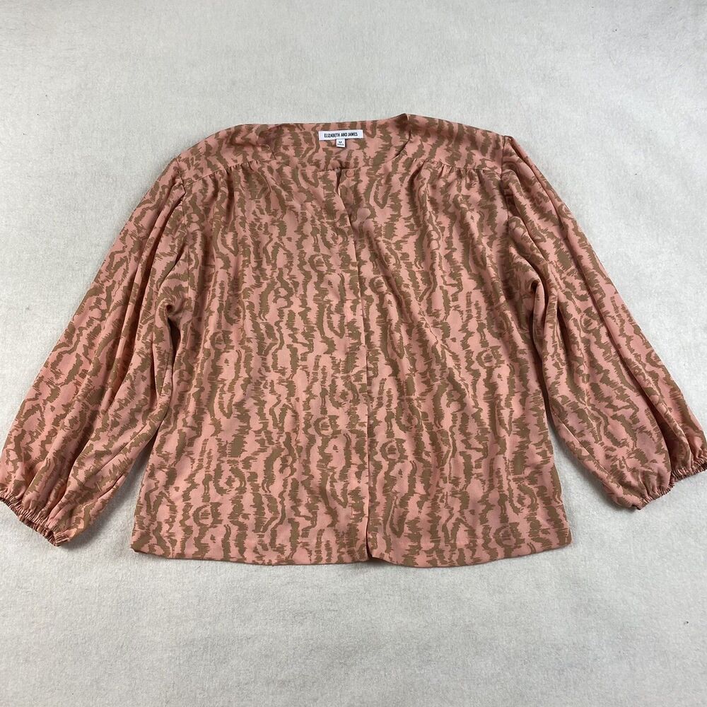 Elizabeth & James Womens Boho Top M Brown Coral Peasant